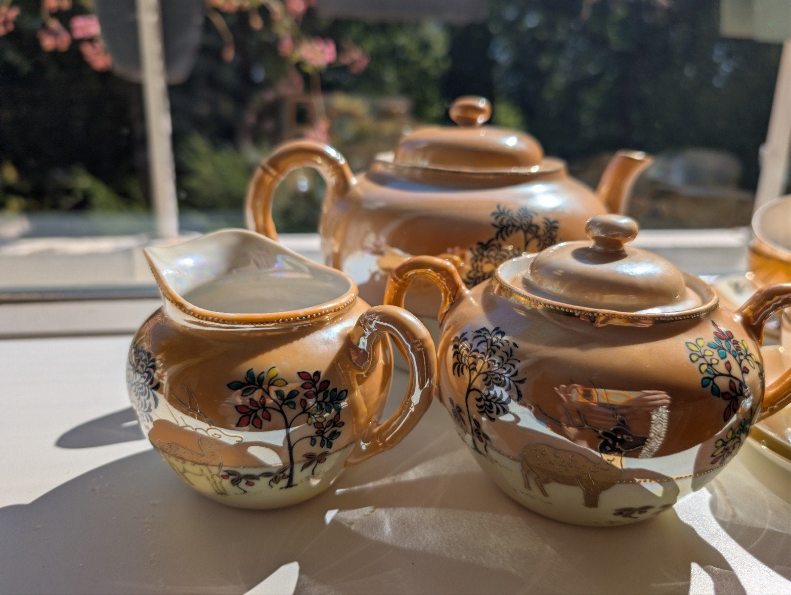 Japans lusterware theeservies 25-delig – hertendecor vintage, Ophalen