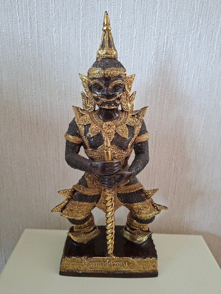 Brons beeld van Thao Wessuwan, bekende Thaise tempelwachter, Antiek en Kunst, Kunst | Beelden en Houtsnijwerken, Ophalen, Gepatineerd