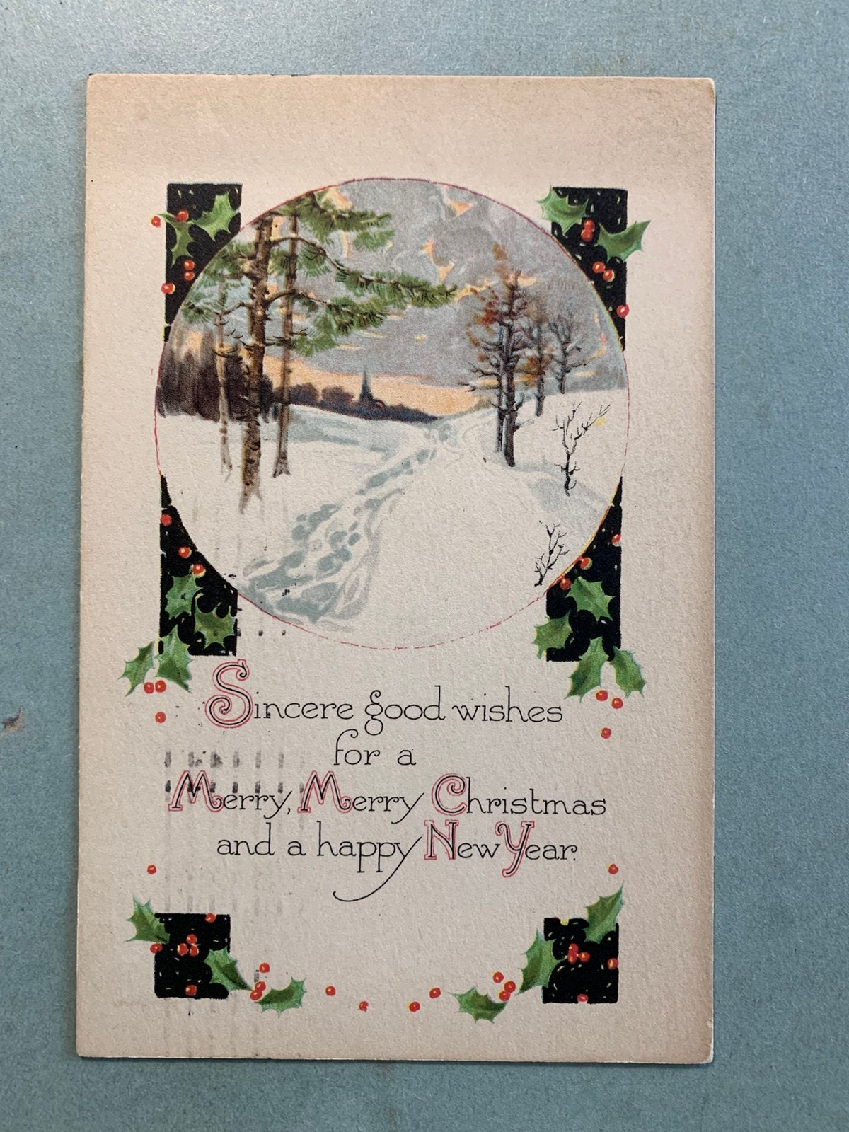 1923 Merry Merry Christmas, Ophalen of Verzenden, 1920 tot 1940, Gelopen, Feest(dag)