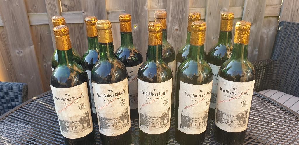 3 x Vieux Chateau Richards 1957, Verzamelen, Wijnen, Frankrijk, Nieuw, Ophalen of Verzenden, Rode wijn