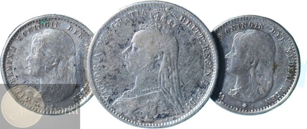 Verenigd Koninkrijk / Nederland - Sixpence 1890 'Broche', Ophalen of Verzenden, Zilver, Buitenland