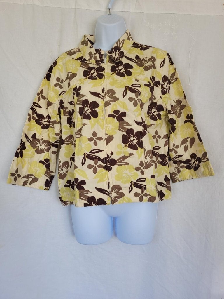 Leuk damesjasje bloemetjesprint mt XL merk Miss Etam, ., Geel, Maat 46/48 (XL) of groter, Ophalen of Verzenden