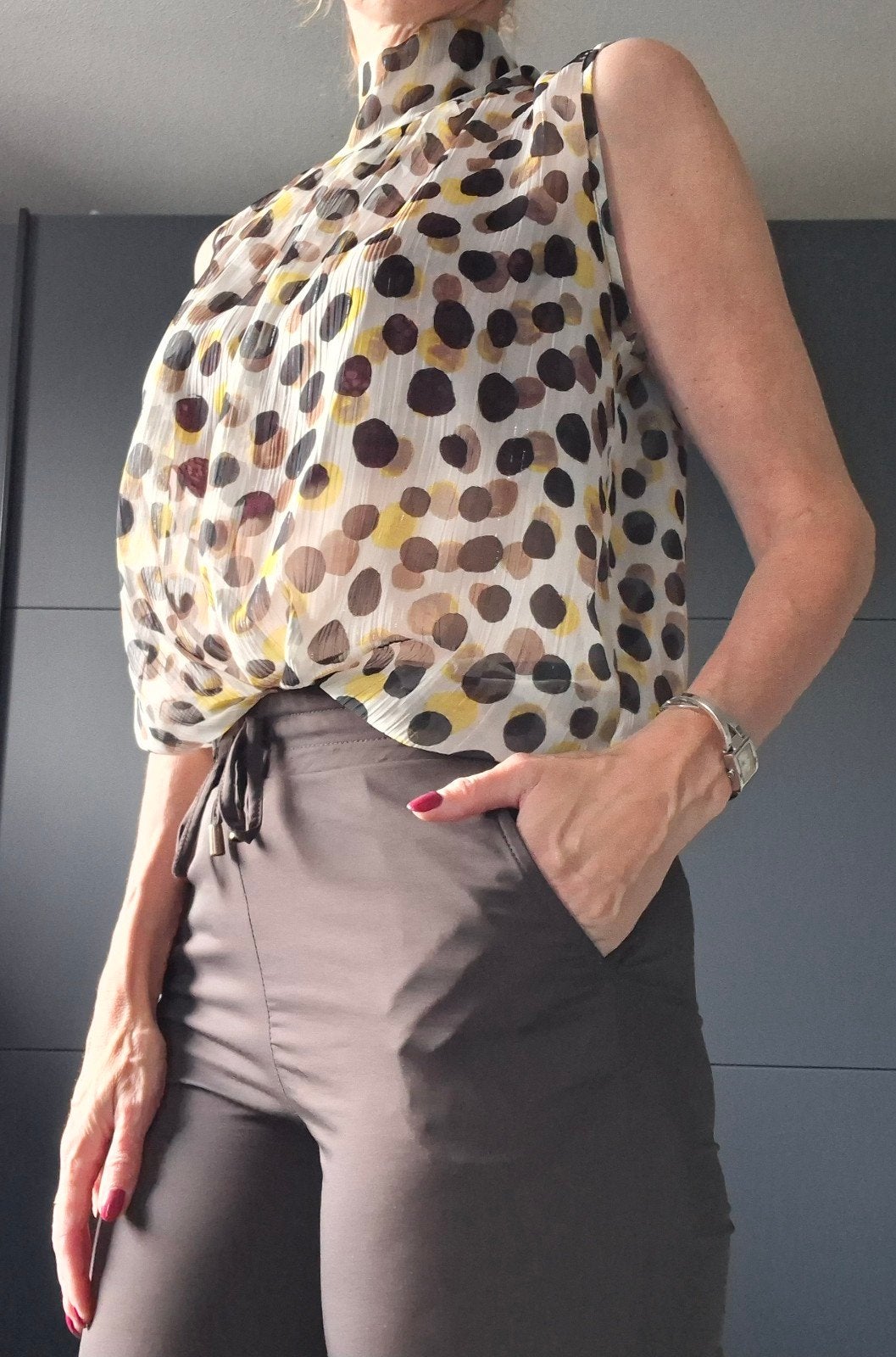 Studio Anneloes top maat XS | Geel, bruin , zwart | Nieuwsta, Studio Anneloes, Zo goed als nieuw, Zonder mouw, Maat 34 (XS) of kleiner