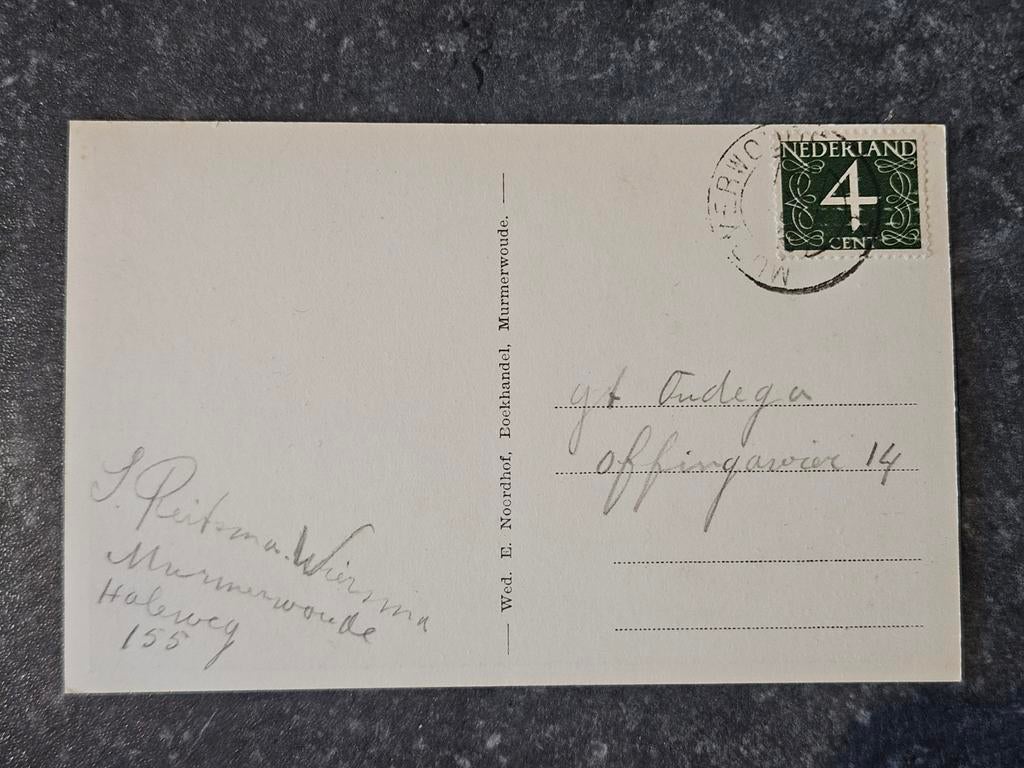 Oude ansichtkaart Akkerwoude kerk, Ophalen of Verzenden, 1940 tot 1960, Gelopen, Friesland