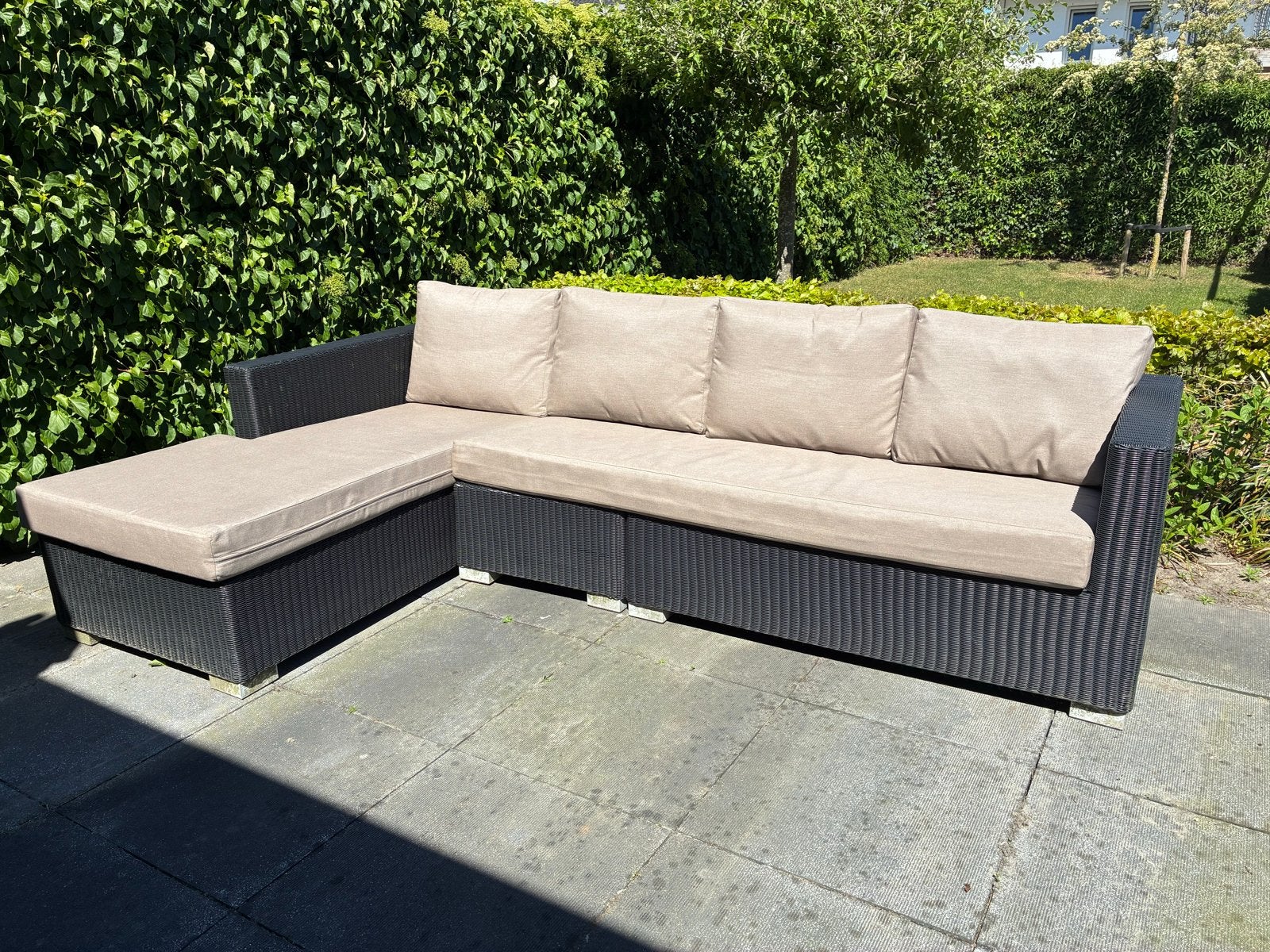 Canadian Loungeset met Ligbed en Tafel - Nieuw Bekleed, Tuin en Terras, Tuinsets en Loungesets, Ophalen, 4 zitplaatsen, Gebruikt