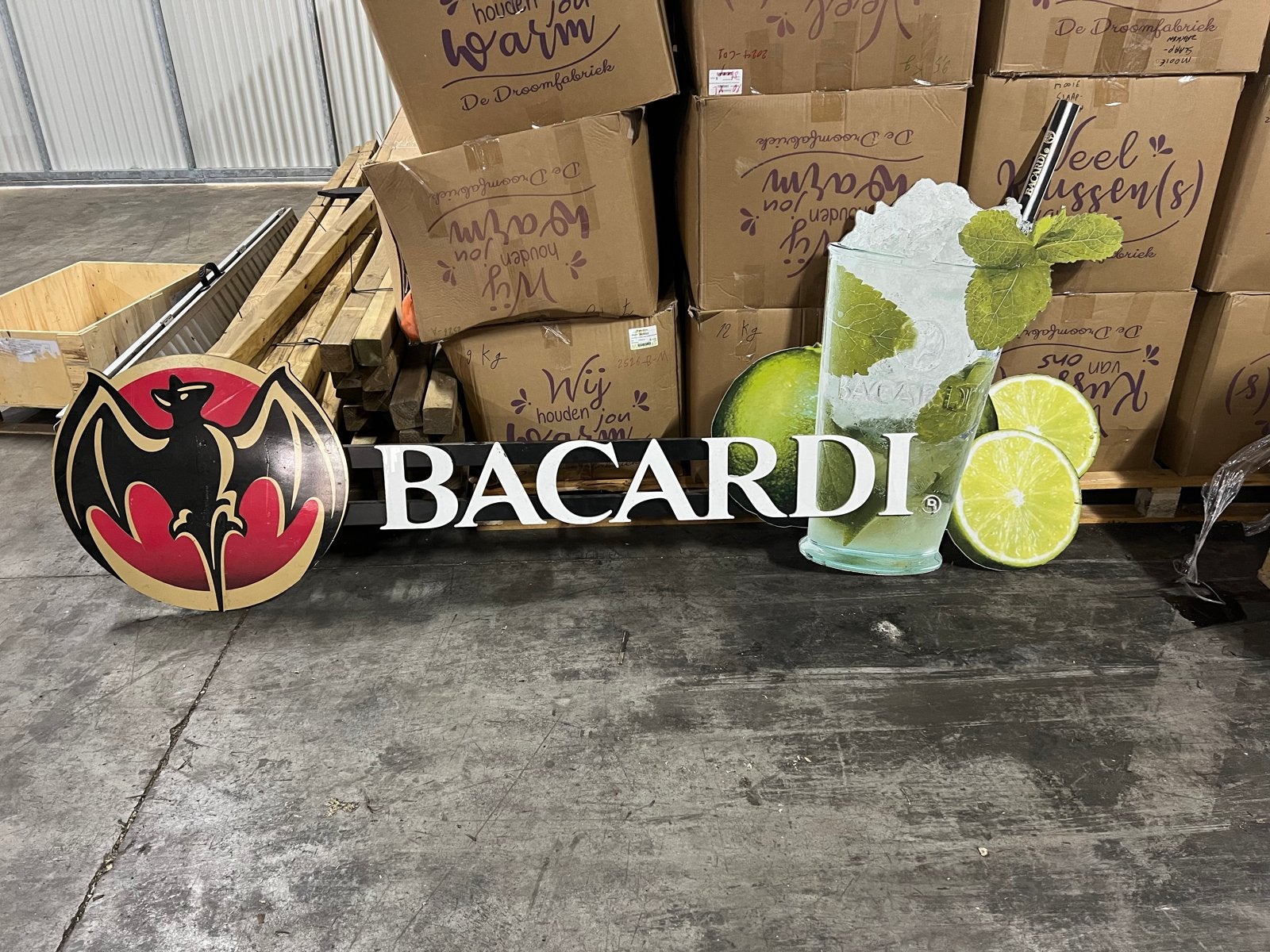 Bacardi Reclamebord - Uniek Decoratiestuk, Ophalen of Verzenden, Gebruikt, Reclamebord