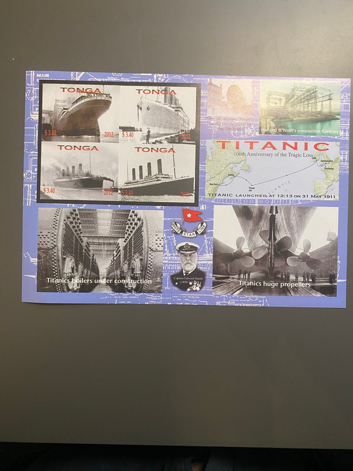 Postzegelvel Tonga 2012 - Titanic 100e Jubileum Postfris, Ophalen of Verzenden, Postfris, Overige thema's