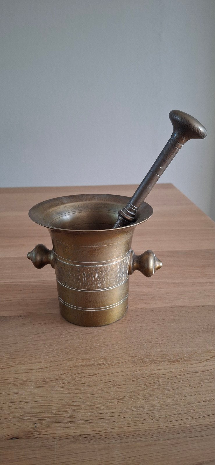 Koperen/messing vijzel met stamper, Ophalen of Verzenden, Koper