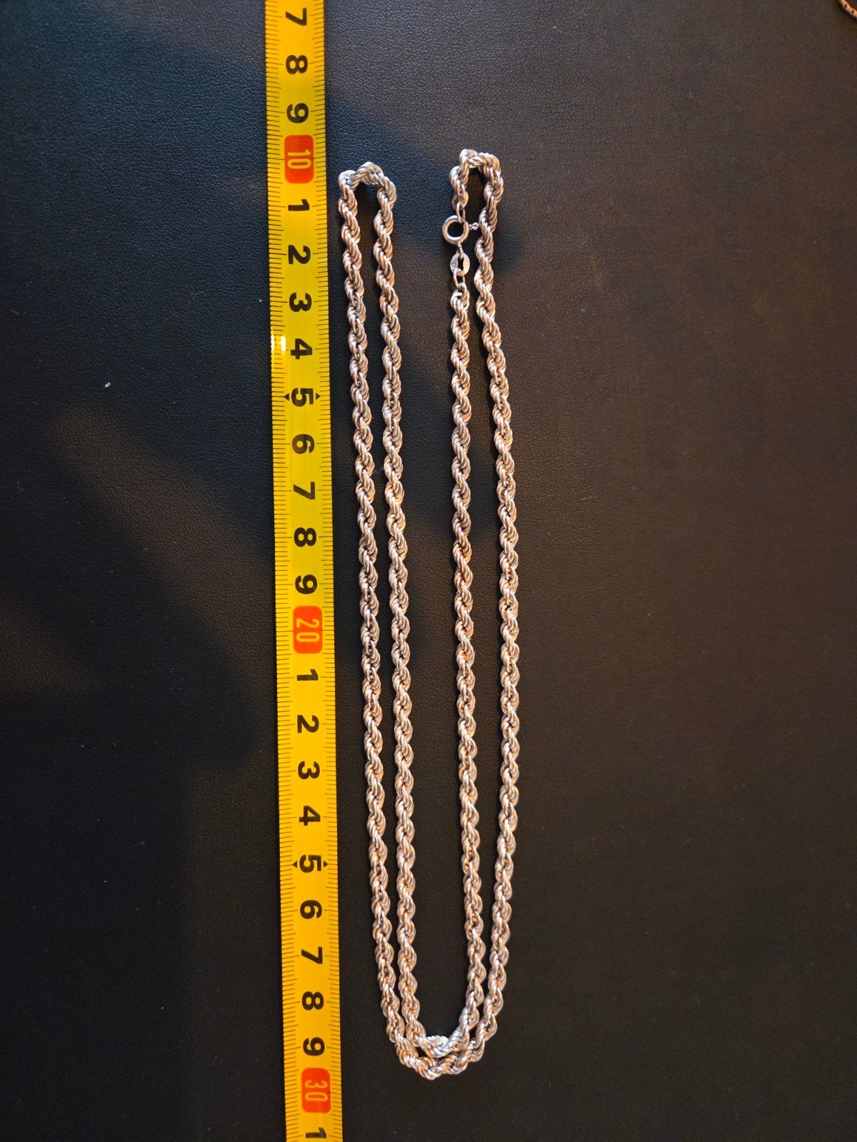 Zilveren Rope Ketting 925 - 80 cm, Sieraden, Tassen en Uiterlijk, Ophalen of Verzenden, Zo goed als nieuw, Zilver, Zilver