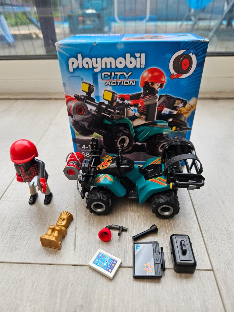Z.g.a.n.: Playmobil 6879 met doos Bandiet en quad met lier, Ophalen of Verzenden, Zo goed als nieuw
