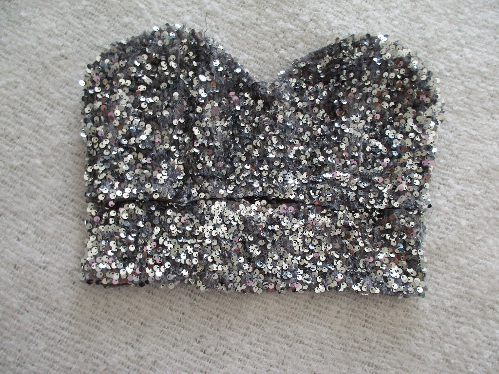 Loavies ZGAN zilver pailletten top XS, Overige kleuren, Ophalen of Verzenden, Zonder mouw, Maat 34 (XS) of kleiner