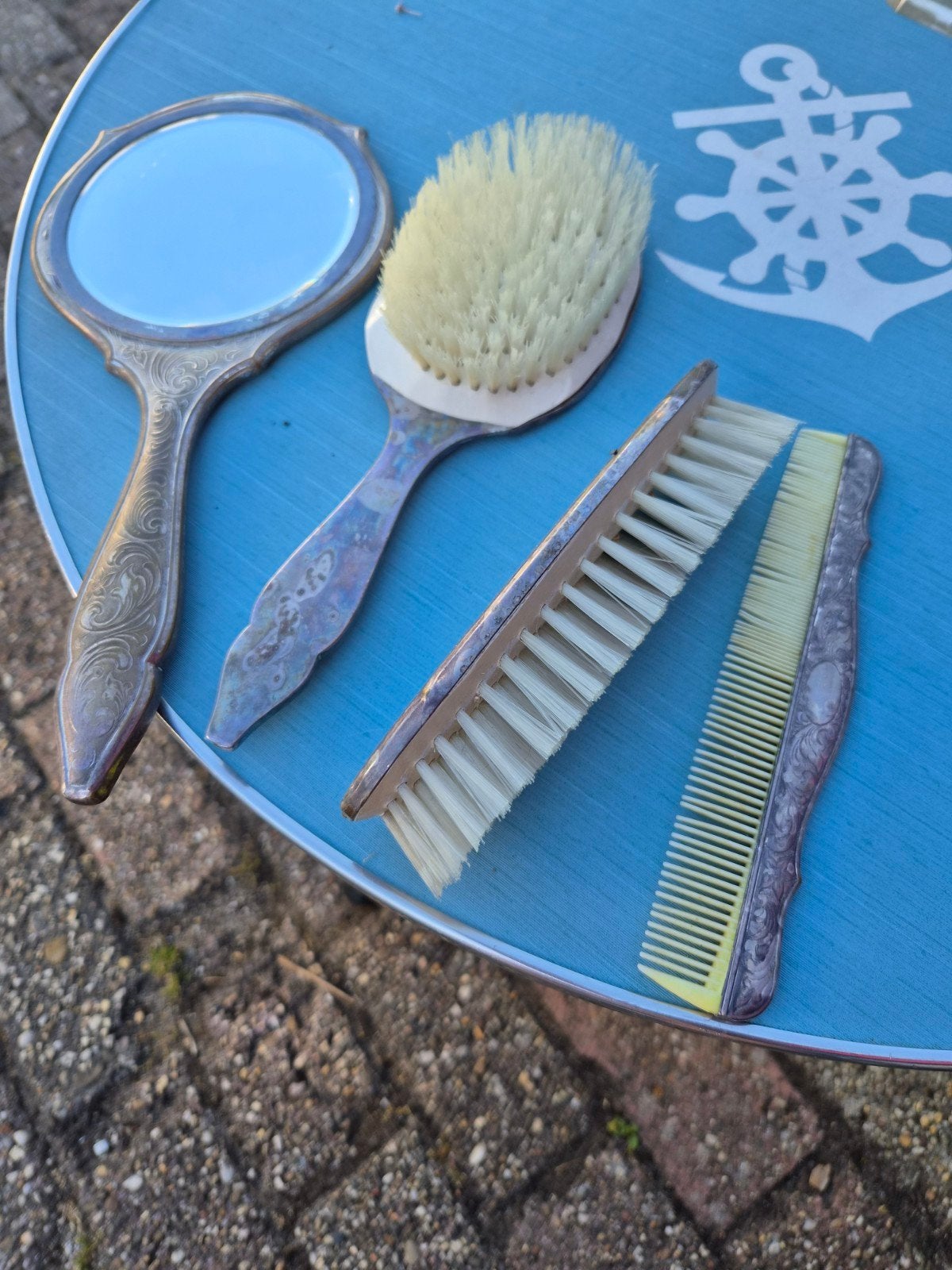 Elegante verzilverde haarstylingset met bloemmotieven, Ophalen of Verzenden