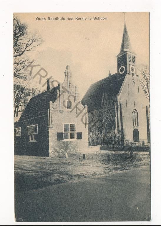 Schoorl - Oude Raadhuis met Kerkje [003-6170, Verzenden, Voor 1920, Ongelopen, Noord-Holland