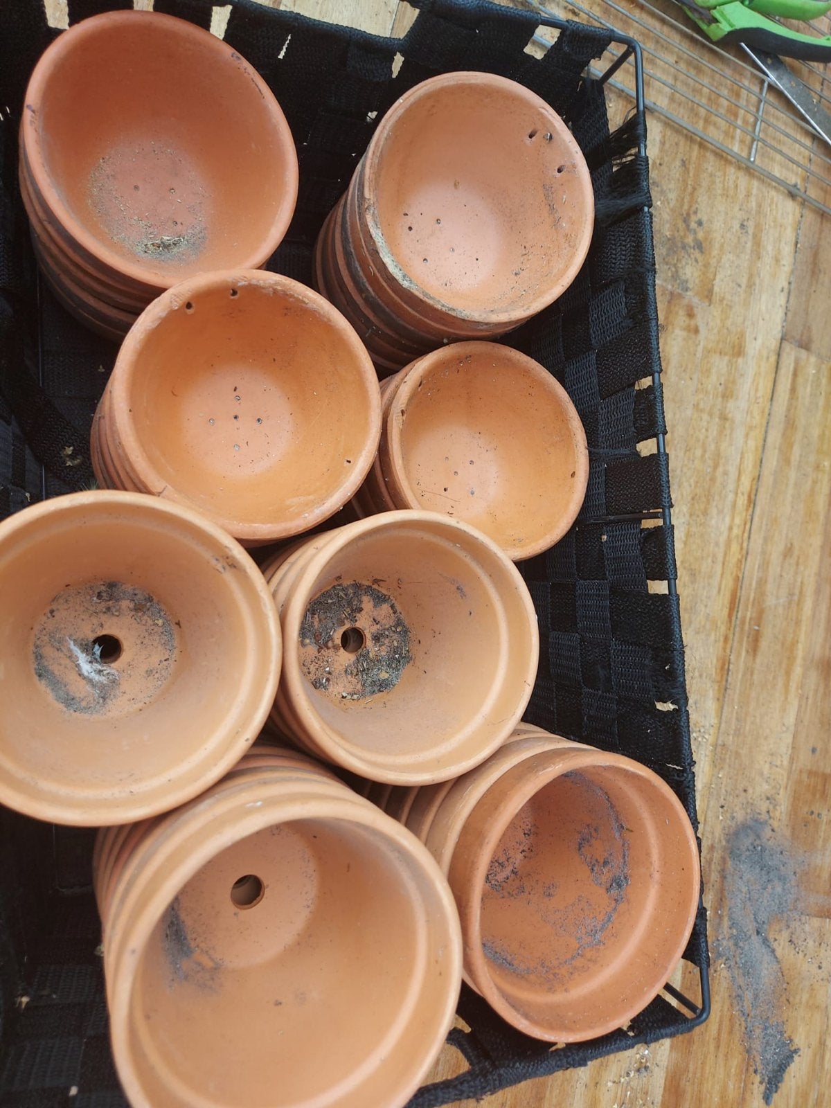 Serie gebruikte terracotta potten, Ophalen, Gebruikt, Rond, Binnen