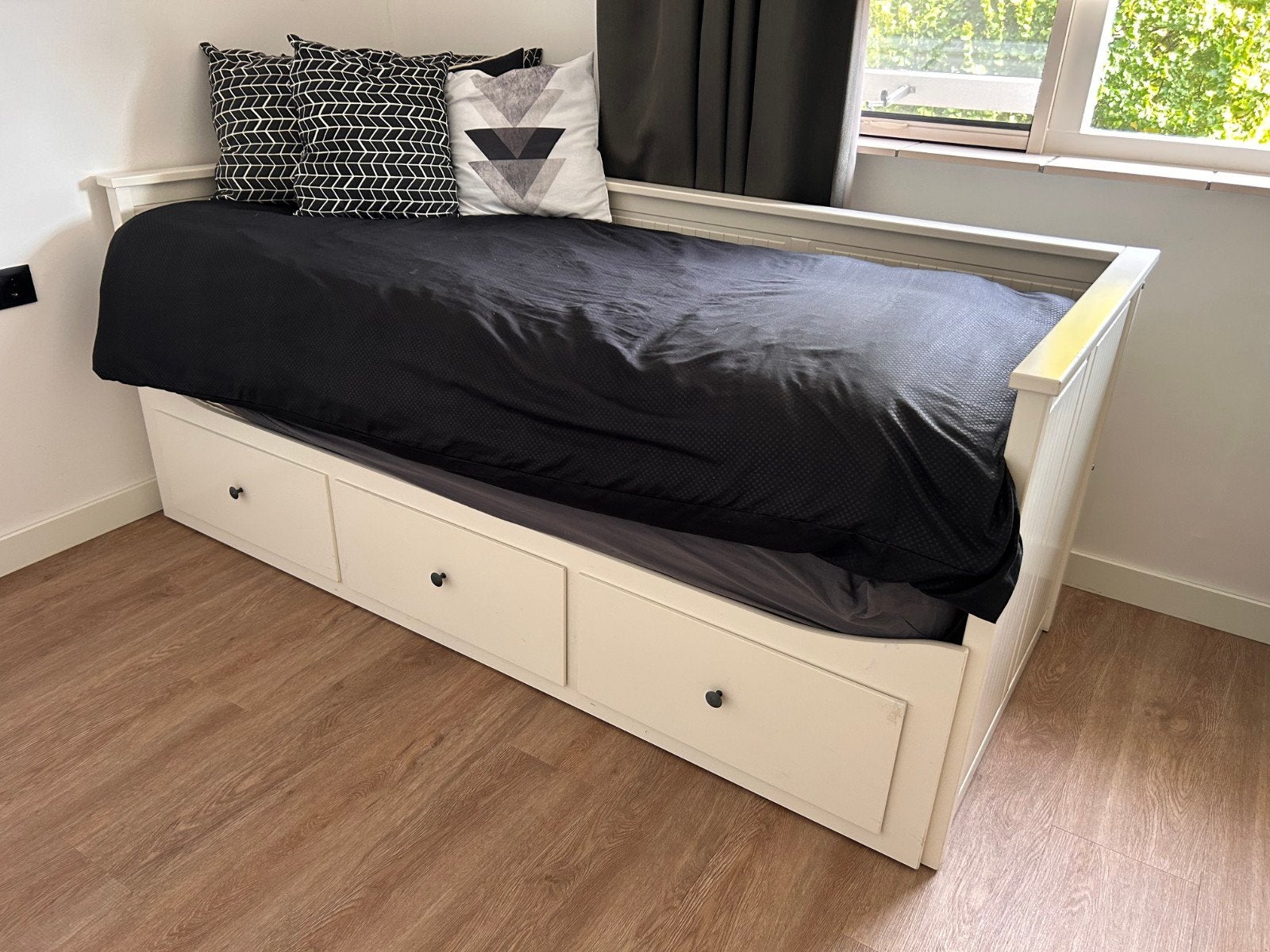 IKEA Hemnes Bedbank met 3 lades - Wit, Ophalen, Gebruikt, Wit, Tweepersoons