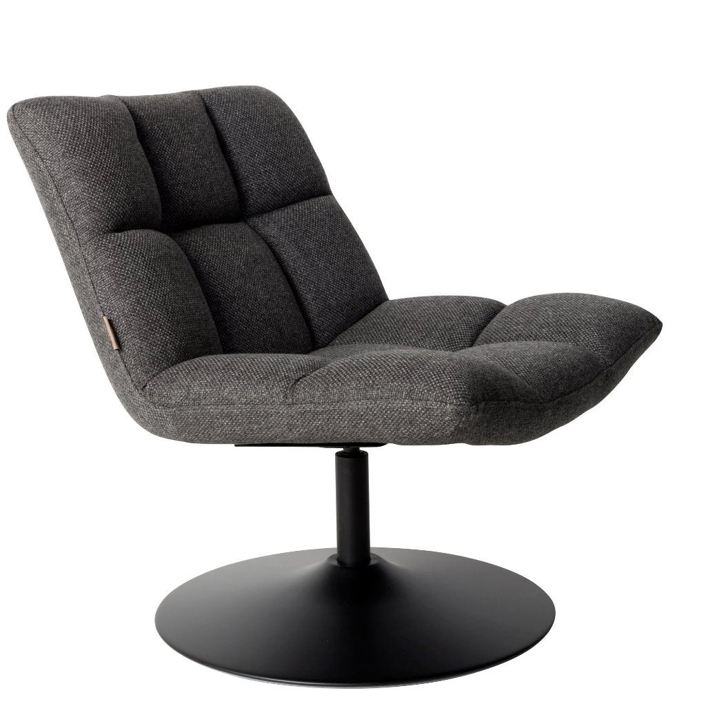 Dutchbone Bar Fauteuil, donkergrijs textiel, onderstel staal, Ophalen, Gebruikt, 75 tot 100 cm, Stof