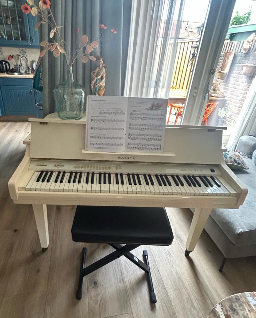Samick mini vleugel - Ideaal voor kinderen of kleine ruimtes, Muziek en Instrumenten, Piano's, Gebruikt, Wit, Ophalen of Verzenden