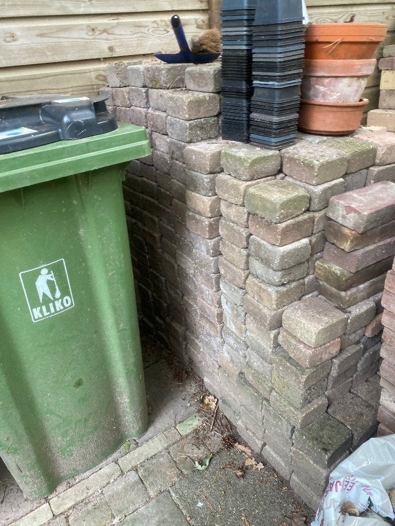 Klinkers  terras 11x11, Ophalen, Gebruikt, Klinkers, 10 m² of meer