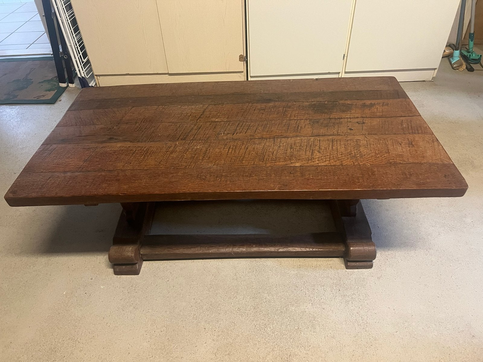 Robuuste eiken houten salontafel - Vintage stijl, Antiek en Kunst, Ophalen