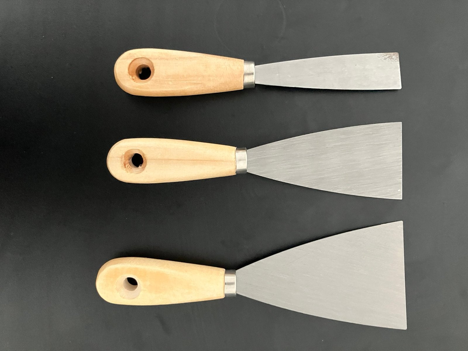 Set van 3 Plamuurmessen - Houten Handvat, Ophalen, Zo goed als nieuw