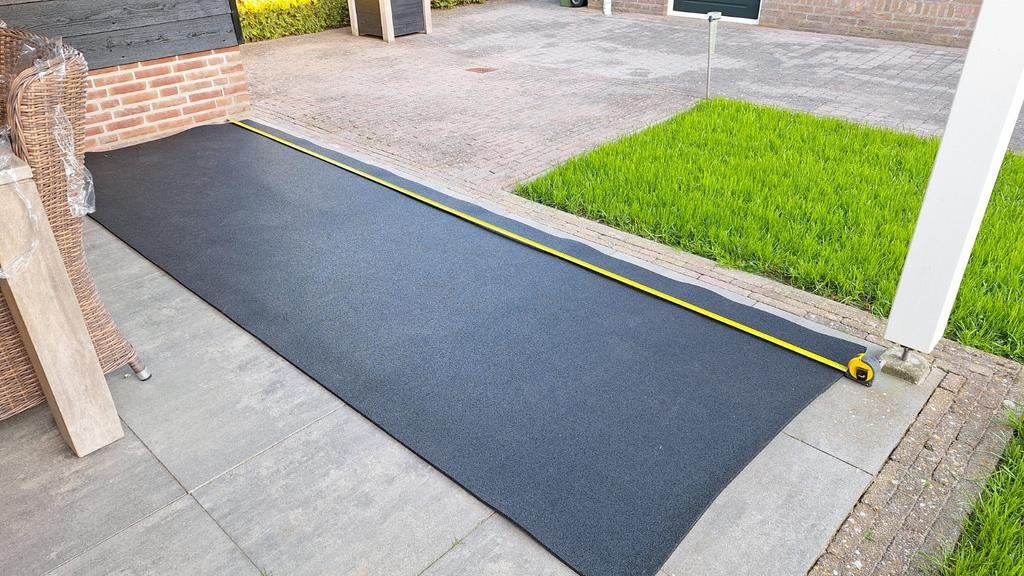 Rubber granulaat mat 3,8x1,25m 10mm dik - Nieuw, Ophalen, 100 tot 150 cm, Zwart, Rechthoekig
