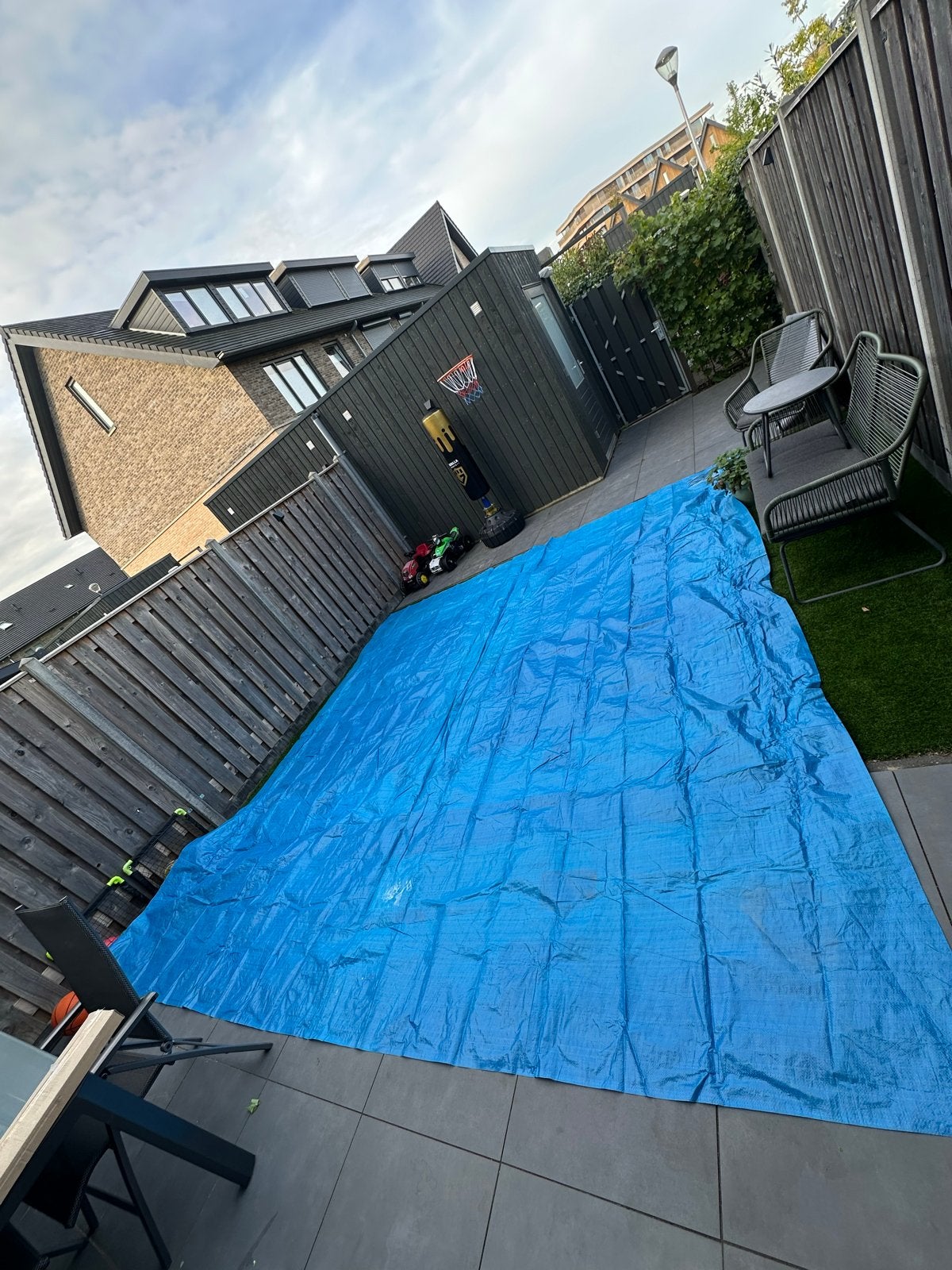 Intex Blauw grondzeil 457x457cm Ideaal voor zwembad/camping, Ophalen of Verzenden, Gebruikt