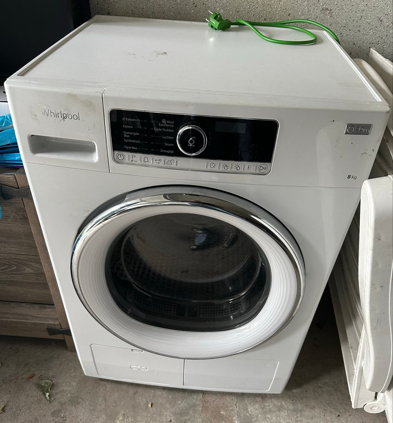 Whirlpool 3Dry condensdroger 8 kg, Ophalen, Wolprogramma, Gebruikt, 8 tot 10 kg