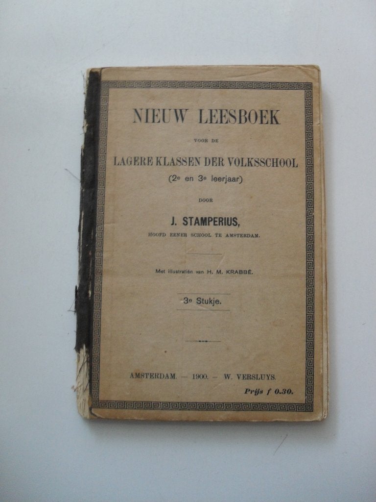 nieuw leesboek - j. stamperius - 1900 - krabbe, Antiek en Kunst, Ophalen of Verzenden