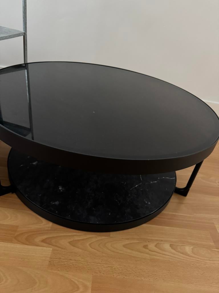 Salon tafel met glasplaat, Ophalen, 100 tot 150 cm, 50 tot 100 cm, Zo goed als nieuw