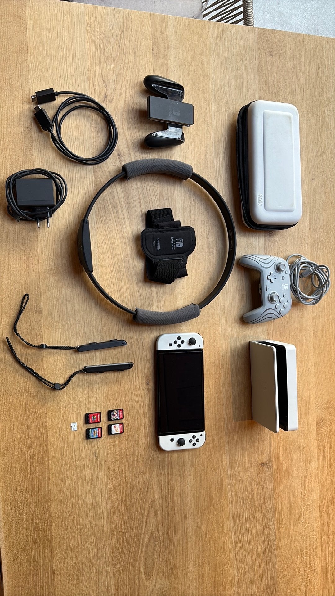 Complete set Nintendo switch oled wit, Ophalen of Verzenden, Zo goed als nieuw, Met 1 controller, Switch OLED