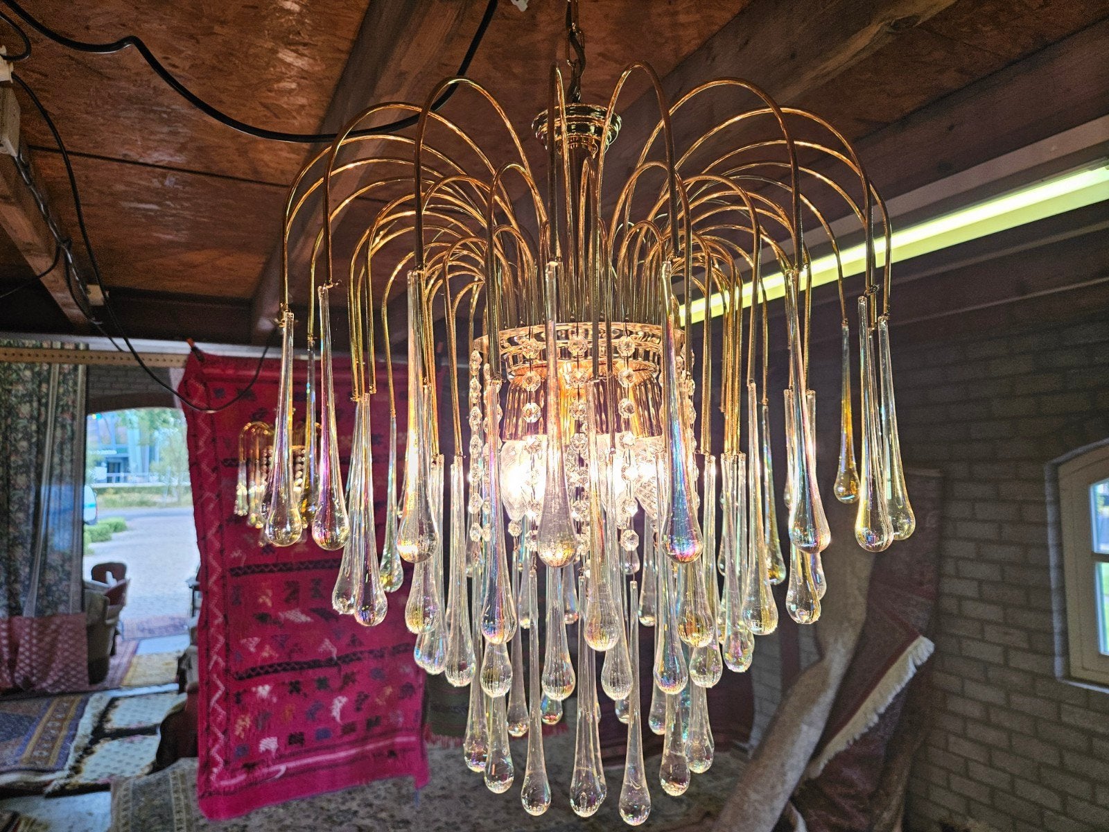 Prachtige murano teardrop kroonluchter 4 laags!!!, Ophalen of Verzenden, Gebruikt