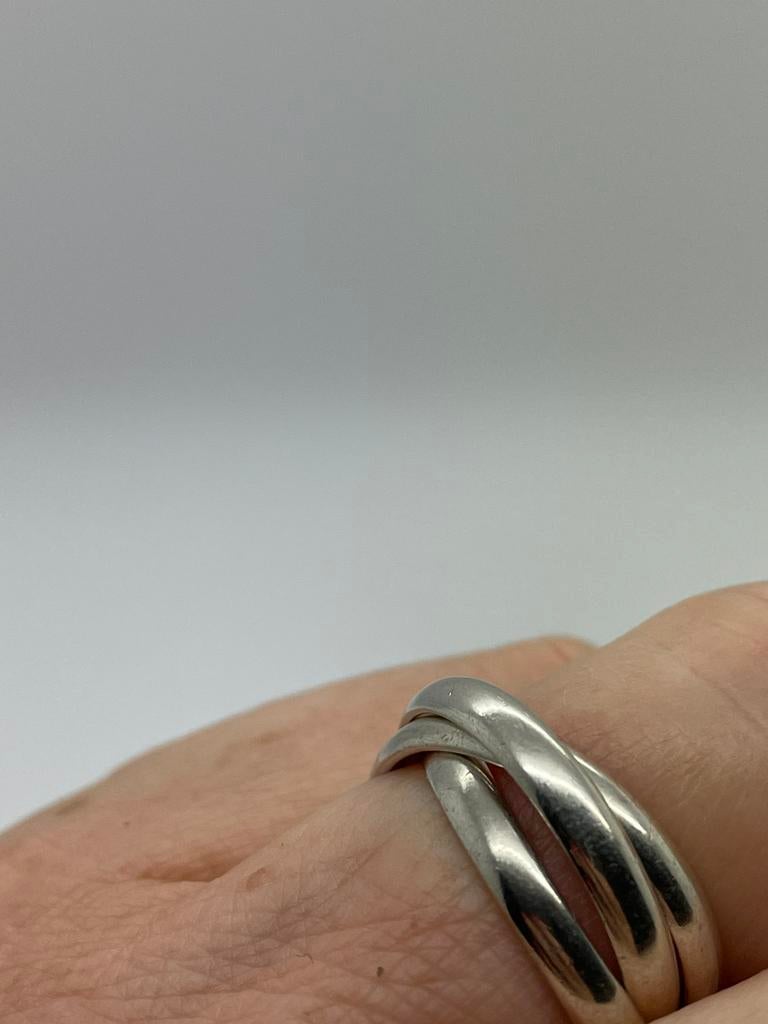 D752 Prachtige zilveren trinity ring maat 18, Sieraden, Tassen en Uiterlijk, Ringen, 18 tot 19, Ophalen of Verzenden, X, Dame