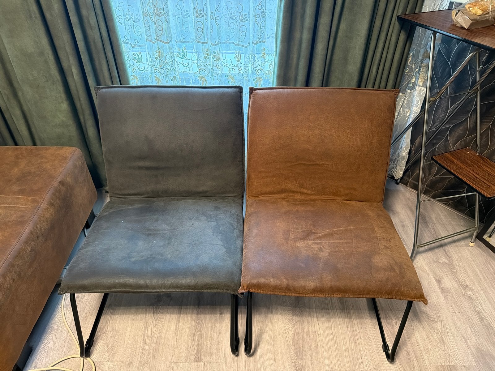 Gratis ophalen. Leren fauteuils en hoekbank - Vintage stijl, Ophalen, Gebruikt, Leer
