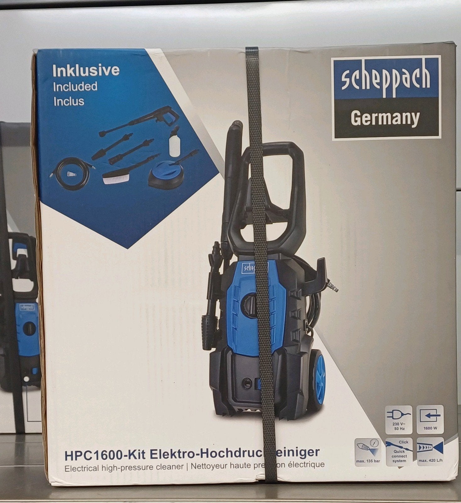 Scheppach HPC1600-Kit Elektrische Hogedrukreiniger - Nieuw, Doe-het-zelf en Verbouw, Ophalen of Verzenden, Nieuw, Overige typen