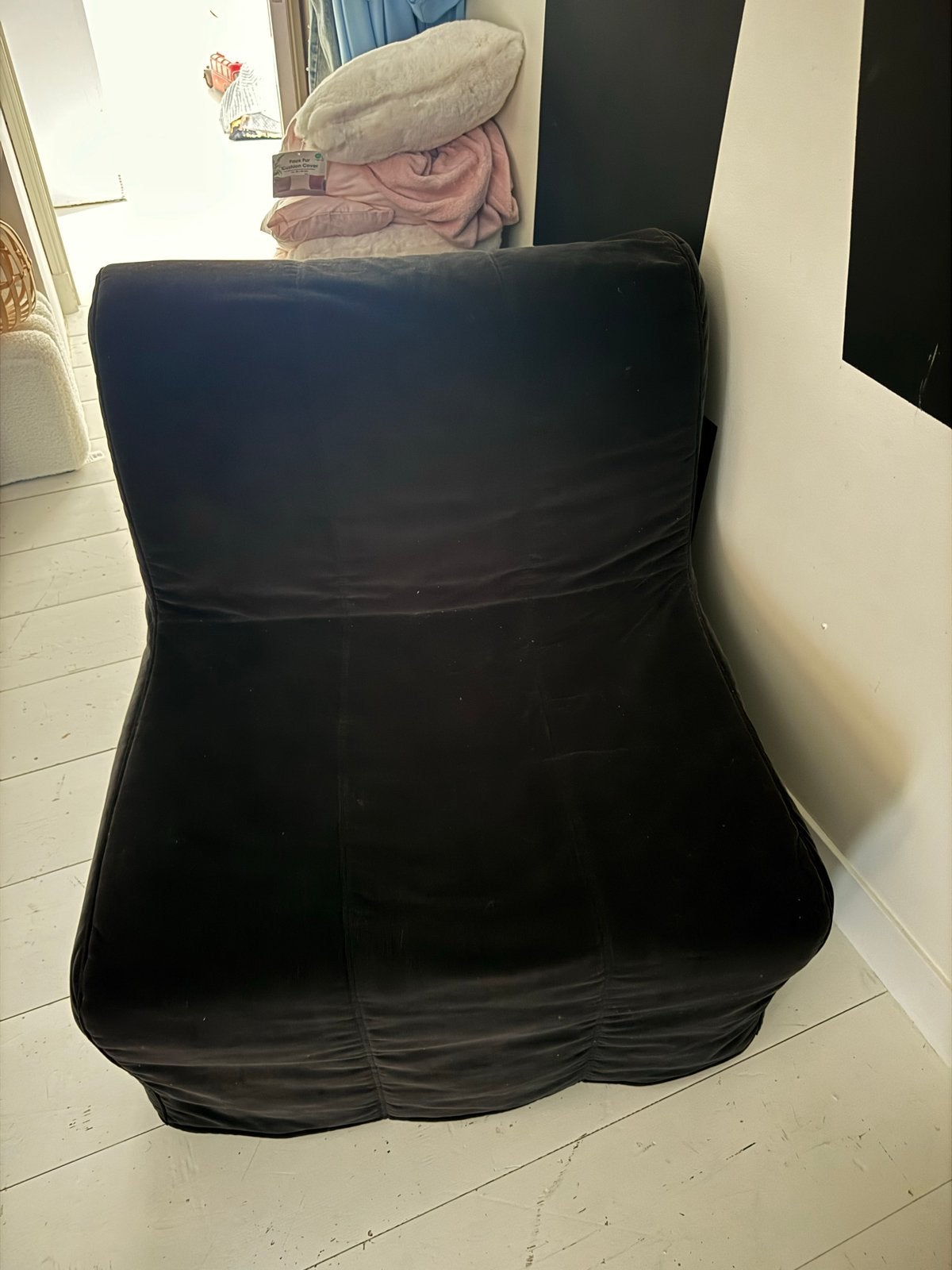 Ikea lycksele slaapstoel , uitschuifbaar tot eenpersoonsbed, Ophalen, Gebruikt, Zwart, 190 cm of minder