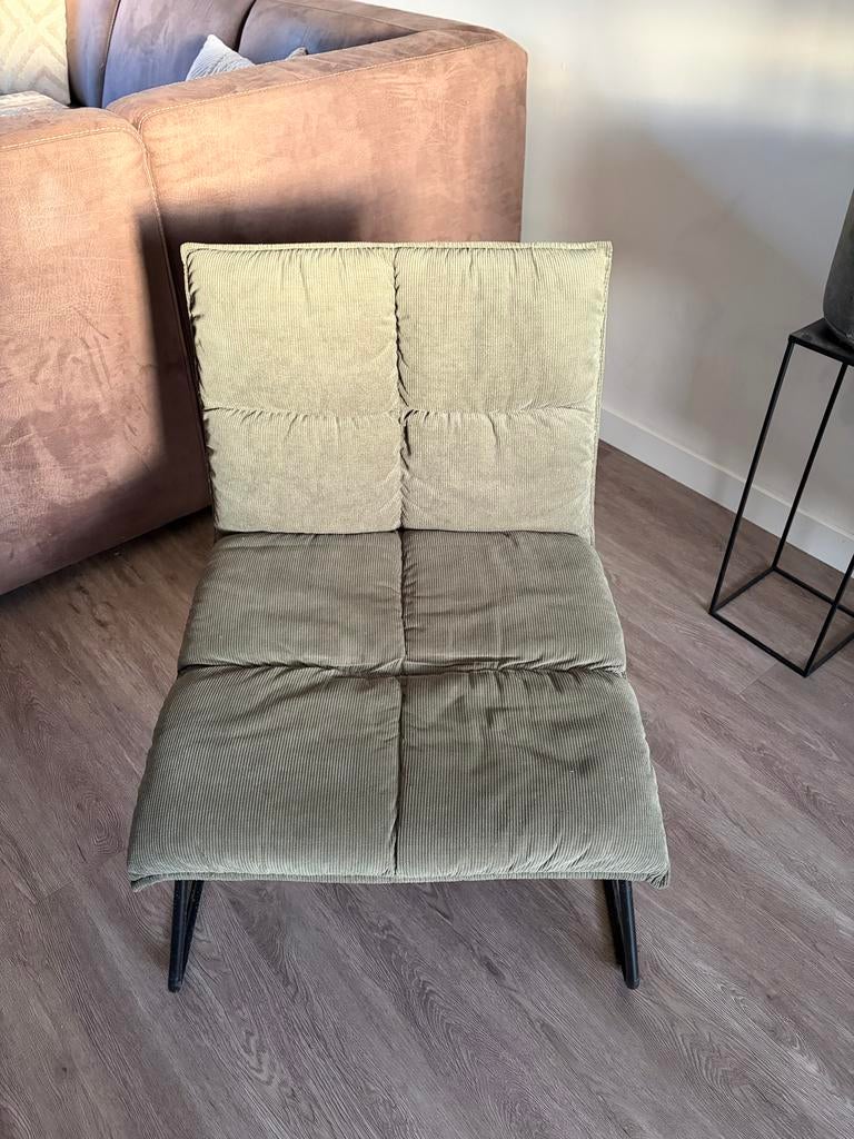 Groene lage lounge / kuipstoel, Ophalen, Gebruikt, Overige kleuren, Metaal