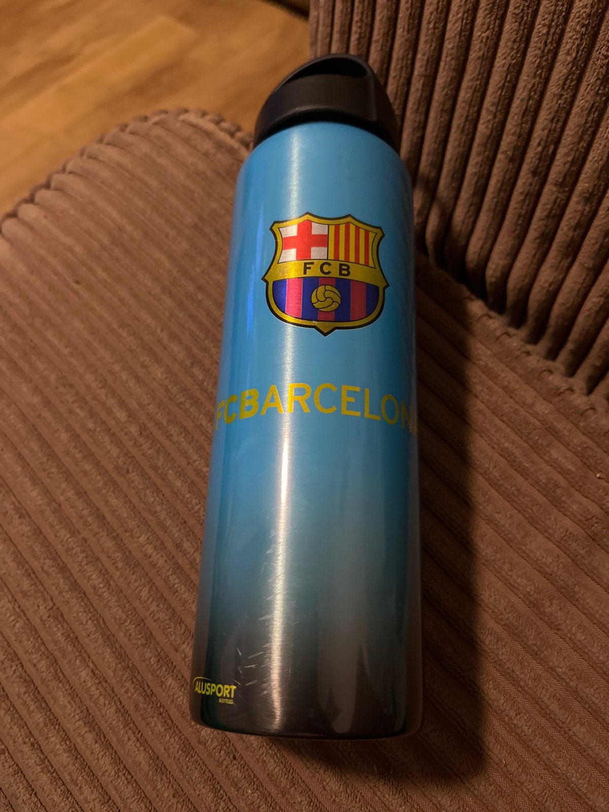 Aluminium Waterfles FC Barcelona met handtekeningen, Ophalen, Gebruikt