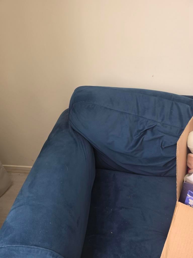 Blauwe velvet hoes voor IKEA Ektorp 3-zits bank, Huis en Inrichting, Banken | Bankstellen, Gebruikt, Driepersoons, 75 tot 100 cm