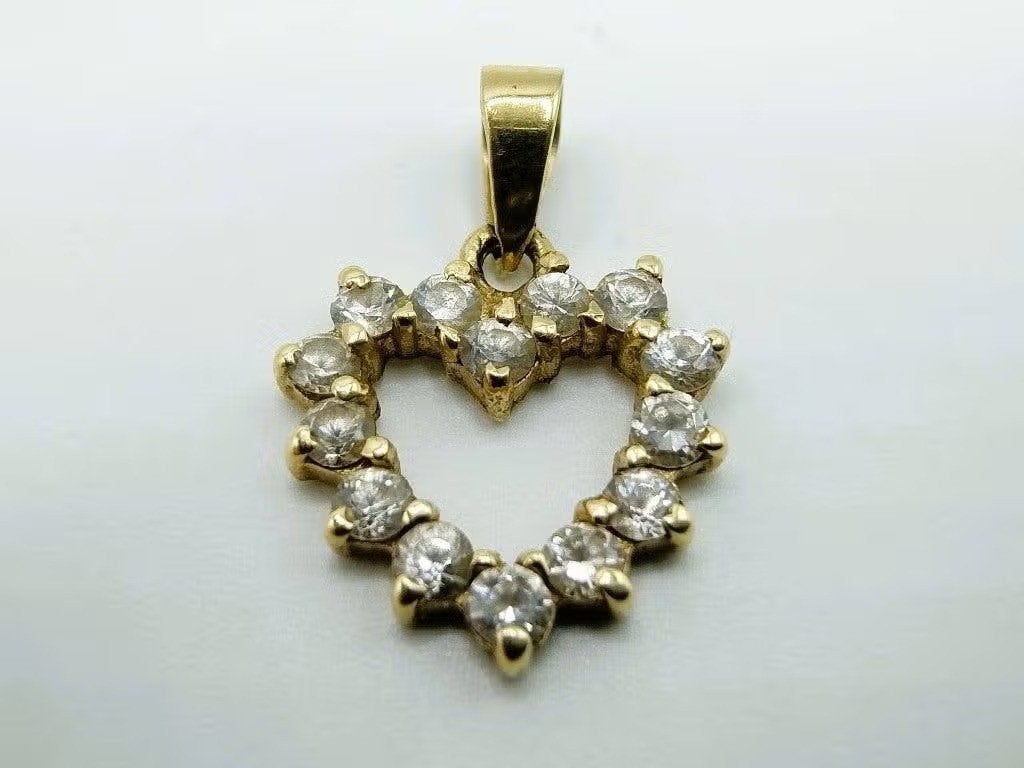 Gouden hart hanger met zirkonia's, Info@zilverwebsite.nl, Verzenden, Zo goed als nieuw, Zilverwebsite.nl
