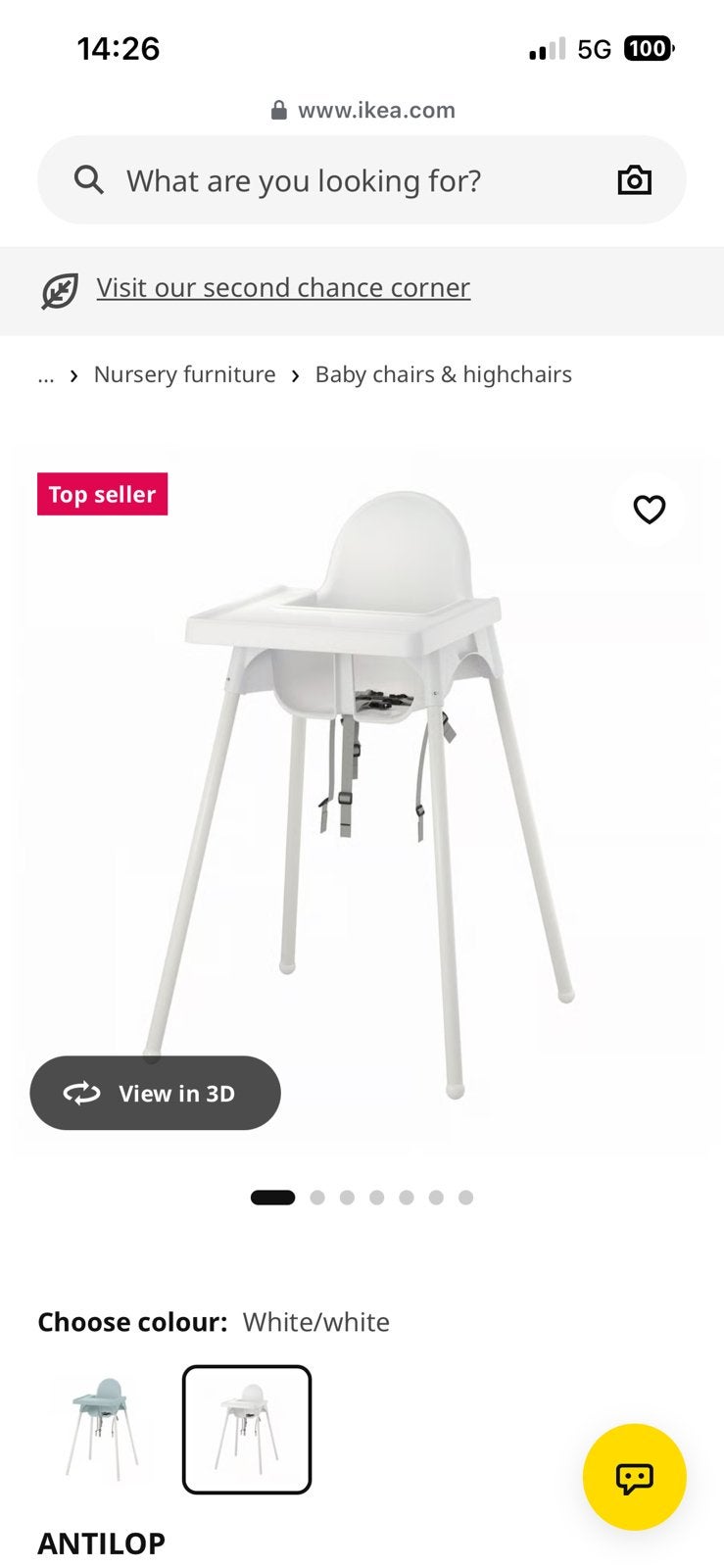 IKEA Antilop High chair, Ophalen, Zo goed als nieuw, Meegroeistoel