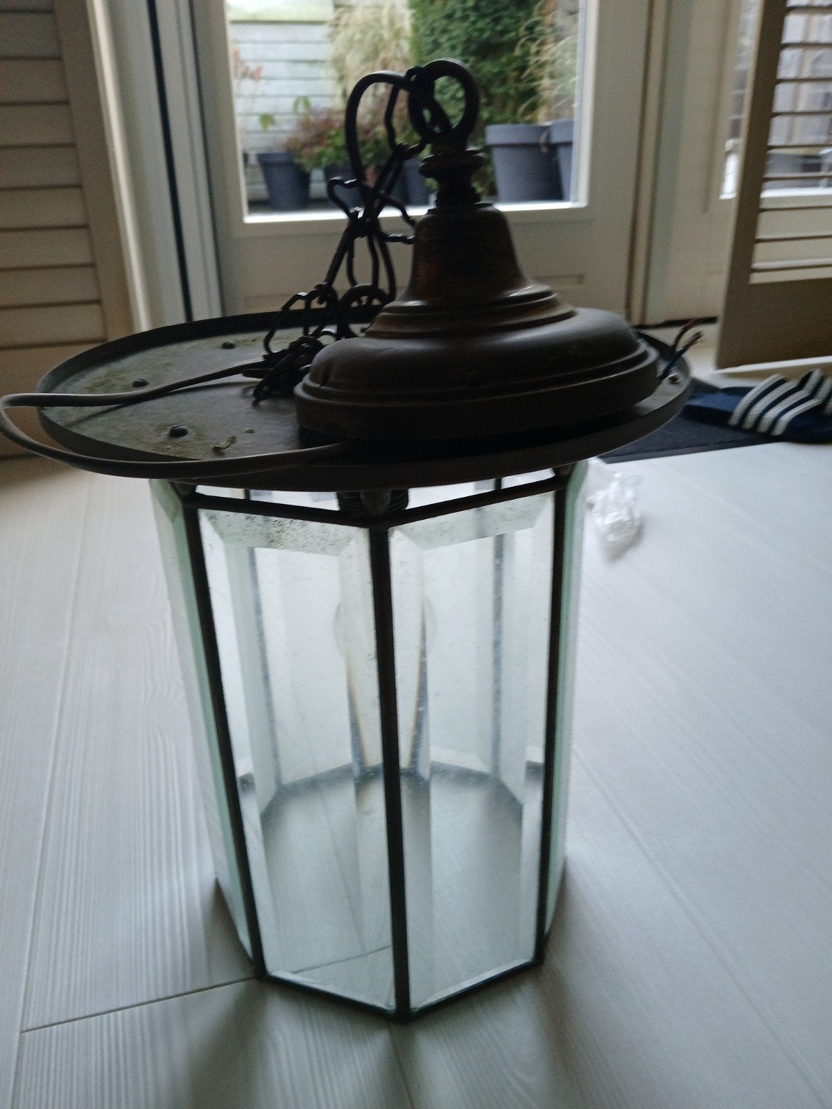Hanglamp Koper met geslepen glas, Ophalen