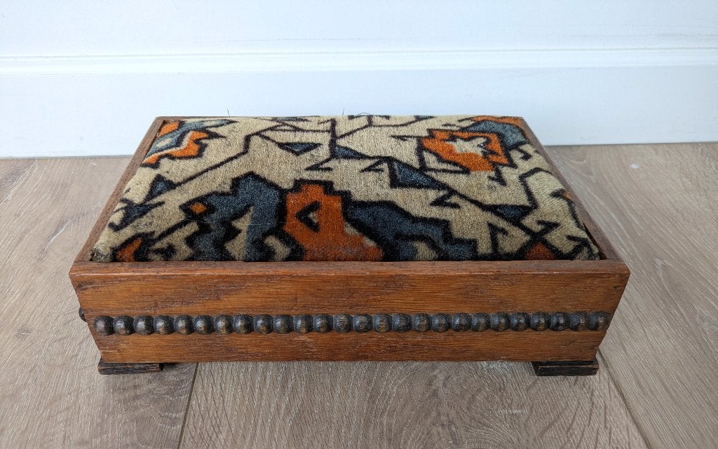 Fraai Amsterdamse School voetenbankje, circa 1920, Amsterdamse School, art deco, Minder dan 50 cm, Gebruikt, Minder dan 50 cm