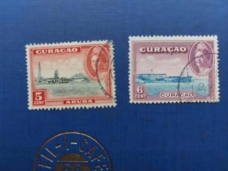Postzegel Curacao 1943 2 gestempelde zegels Eilanden 01-07, Ophalen of Verzenden, Gestempeld