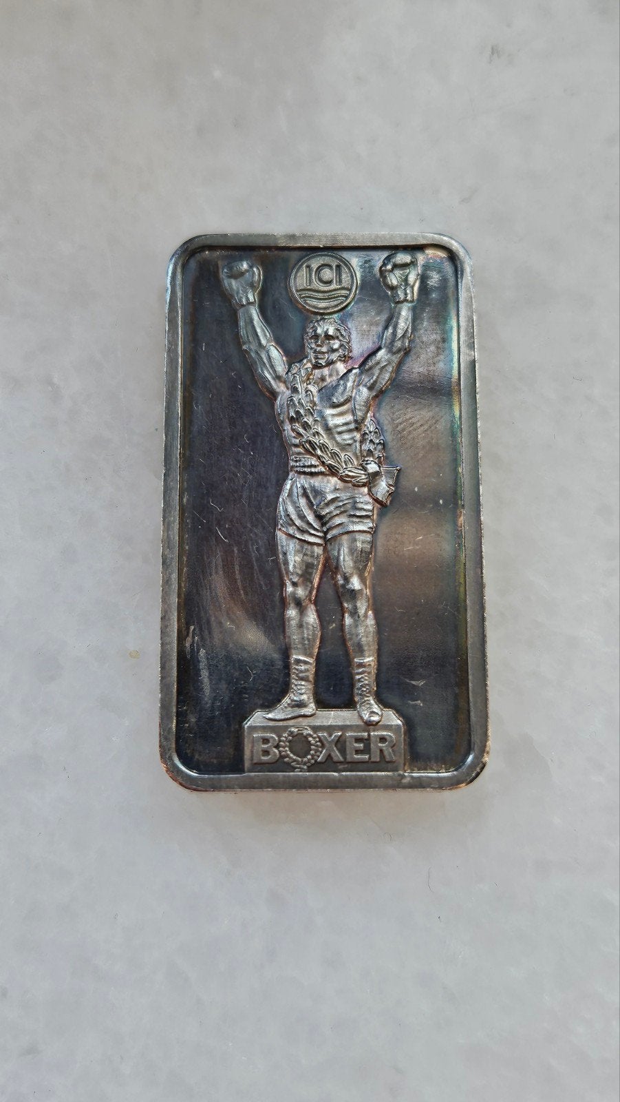 Schaarse 1 ounce baar heraeus boxer, Postzegels en Munten, Edelmetalen en Baren, Ophalen of Verzenden, Zilver