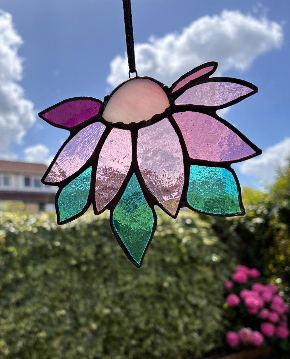 Handgemaakte Tiffany Stained Glass Suncatcher Bloem, Ophalen of Verzenden, Nieuw, Glas
