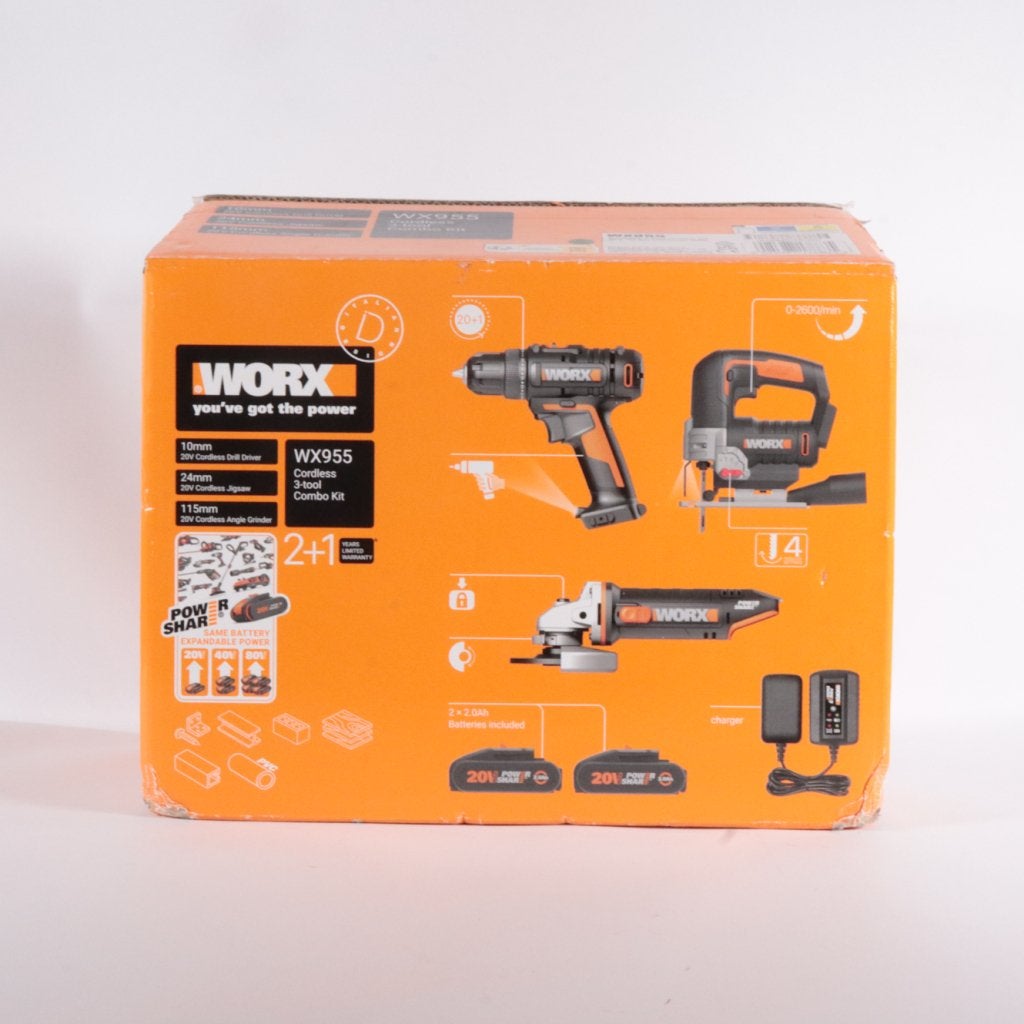 Worx WX955 3-Tool Combo Kit - ZGAN, Worx, Gebruikt, Support@worx.com, 14675 128th Ave NE, Suite 120
Woodinville, WA 98072
USA