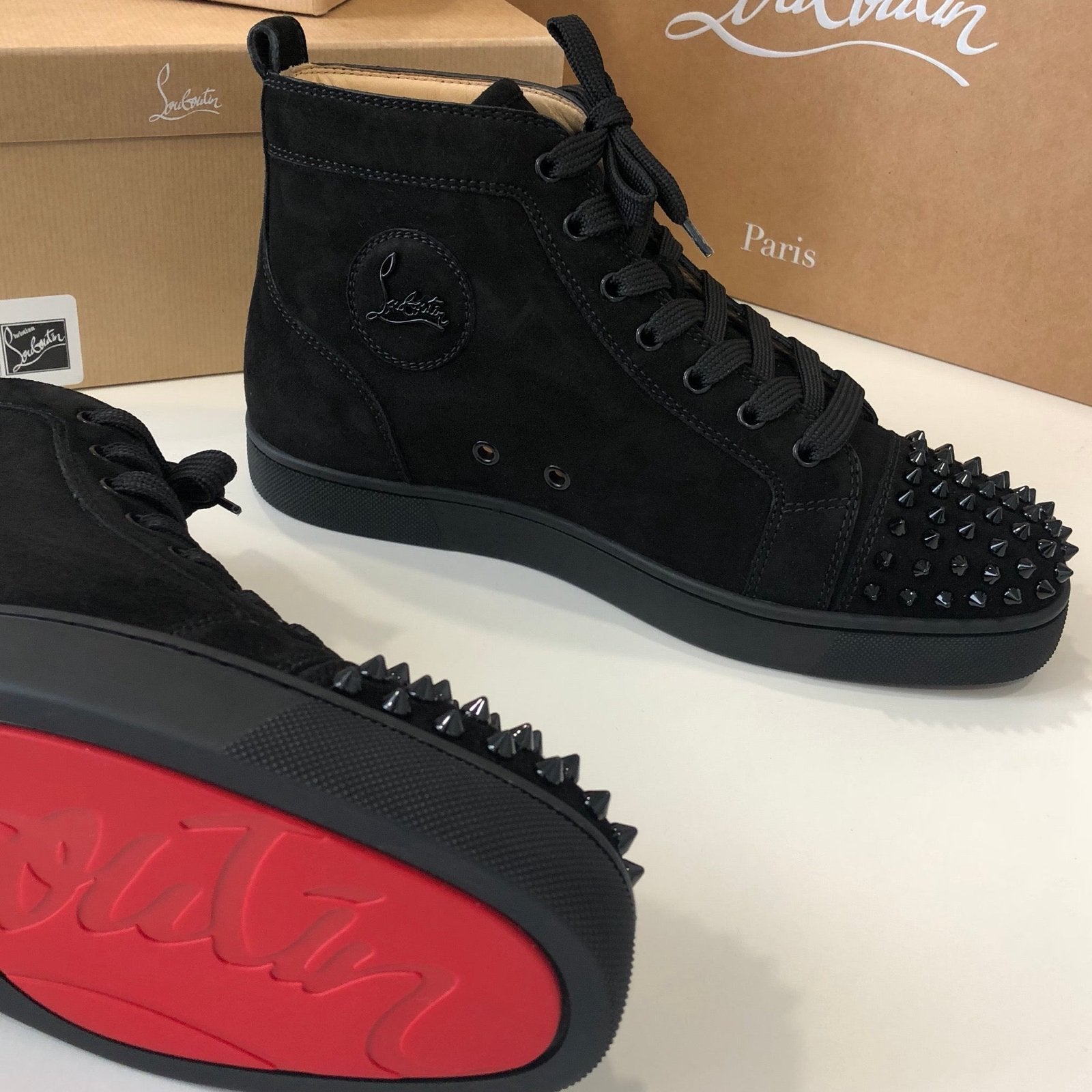 Christian Louboutin Louis Junior Spikes sneakers Style, Ophalen, Nieuw, Zwart, Sneakers of Gympen