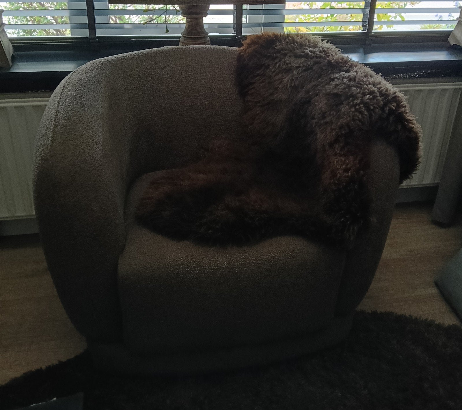 sober/landelijk/luksa/japandi Teddy/boucle stof  fauteuil, Ophalen, Nieuw, Stof, 50 tot 75 cm