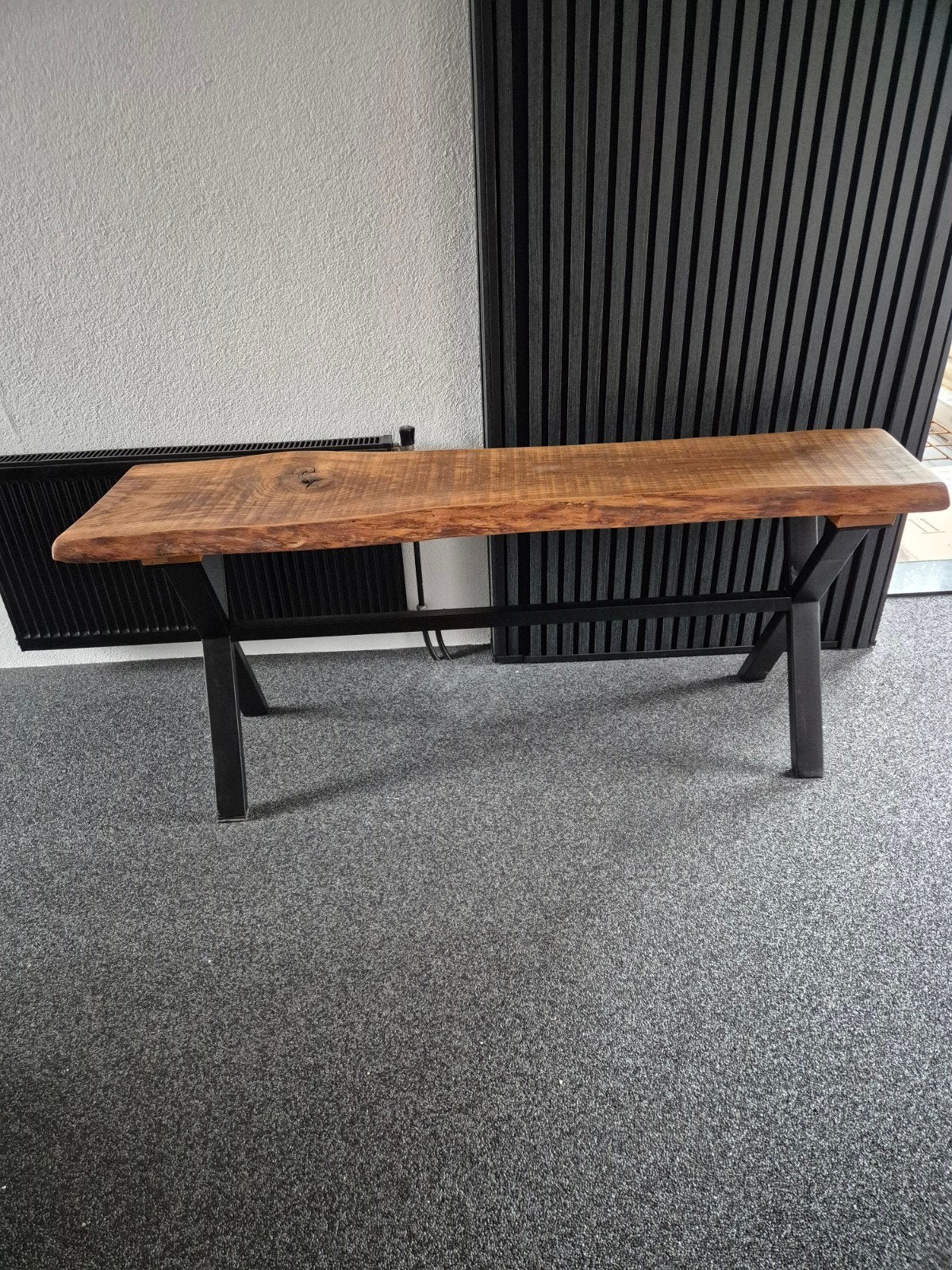 Landelijke bank met eikenhouten blad, Huis en Inrichting, Tafels | Bijzettafels, Ophalen, Rechthoekig, 75 cm of meer, 60 cm of meer