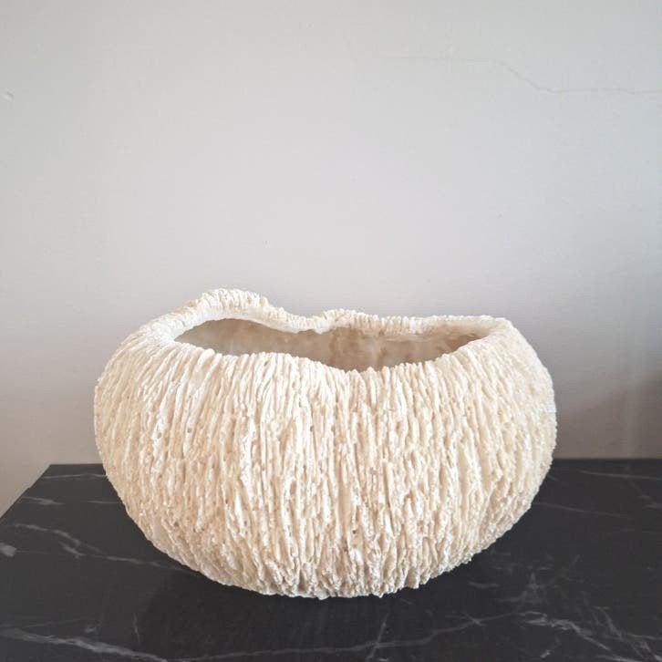 Beige koraal look pot ornament kunststof ibiza stijl, Kunststof, Rond, Nieuw, Ophalen of Verzenden